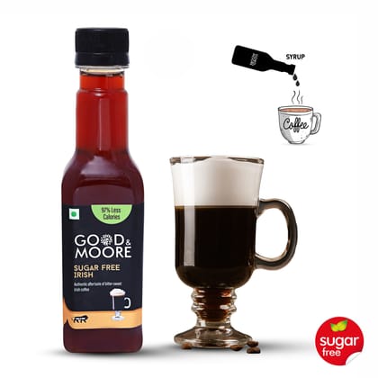 GOOD&MOORE Sugar free Irish Syrup | 250ml | For Coffee, Milkshake, Frappe, Cold-coffee, Pancakes and more | Diabetic Friendly | Concentrated Syrup