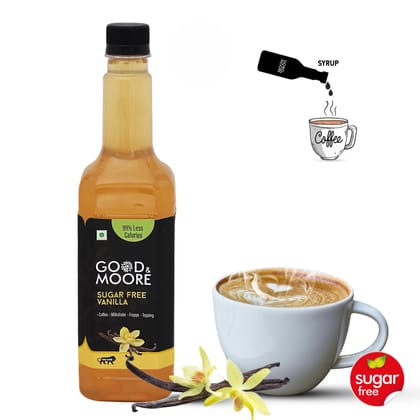 GOOD&MOORE Sugar free Vanilla Syrup | 750ml | For Coffee, Milkshake, Frappe, Cold-coffee, Pancakes and more | Diabetic Friendly | Concentrated Syrup