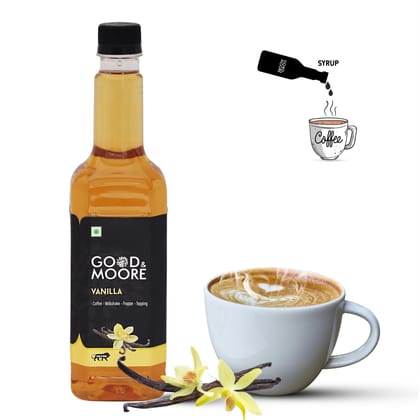 GOOD&MOORE Vanilla Syrup | 750ml | For Coffee, Milkshake, Frappe, Cold-coffee, Pancakes and more | Concentrated Syrup