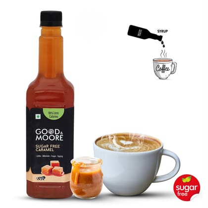 GOOD&MOORE Sugar free Caramel Syrup | 750ml | For Coffee, Milkshake, Frappe, Cold-coffee, Pancakes and more | Diabetic Friendly | Concentrated Syrup