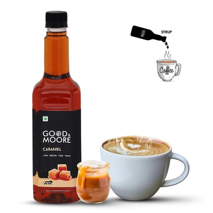 GOOD&MOORE Caramel Syrup | 750ml | For Coffee, Milkshake, Frappe, Cold-coffee, Pancakes and more | Concentrated Syrup