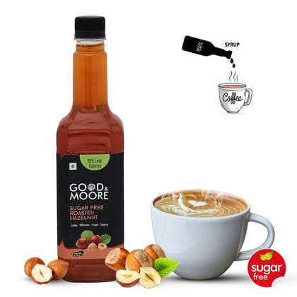 GOOD&MOORE Sugar free Roasted Hazelnut Syrup | 750ml | For Coffee, Milkshake, Frappe, Cold-coffee, Pancakes and more | Diabetic Friendly | Concentrated Syrup