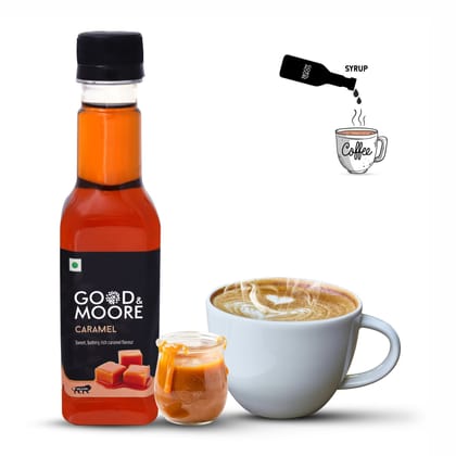 GOOD&MOORE Caramel Syrup | 250ml | For Coffee, Milkshake, Frappe, Cold-coffee, Pancakes and more | Concentrated Syrup