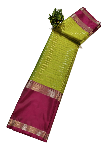 Pink And Green Kanchipuram Silk Saree