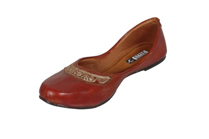 C Style Mojari Women Ethnic Footwear Mojari/Punjabi mojari- Brown