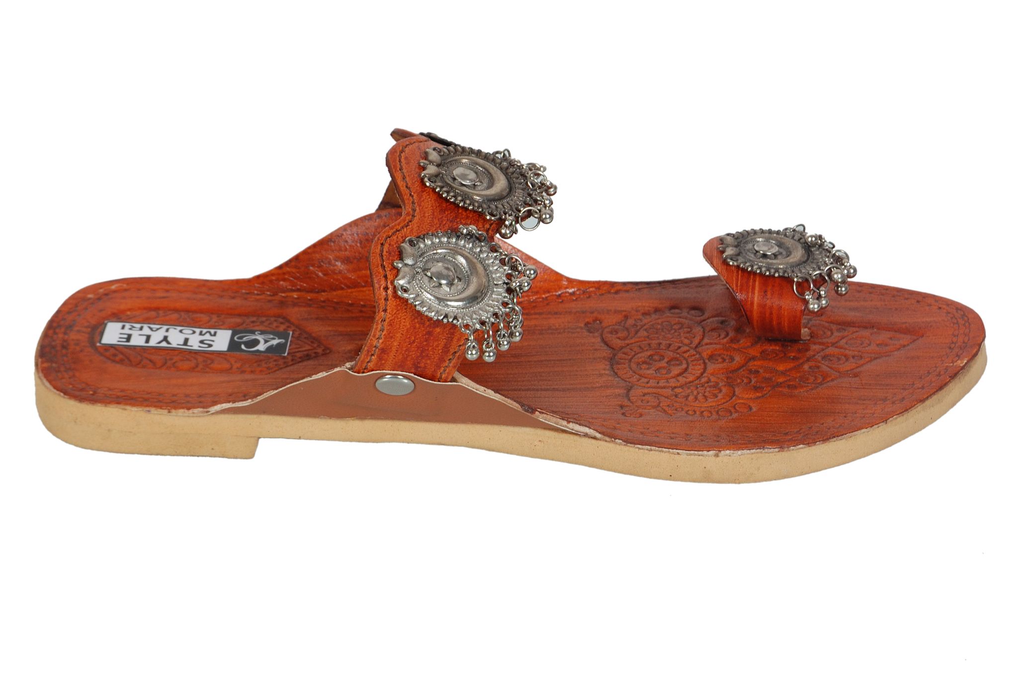 C STYLE Kolhapuri Chappal for Women Stylish, Flat Fashion Sandals and Ethnic Slippers for Girls (BROWN)