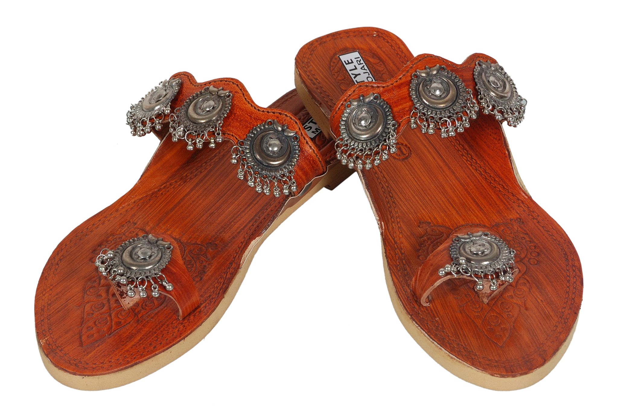 C STYLE Kolhapuri Chappal for Women Stylish, Flat Fashion Sandals and Ethnic Slippers for Girls (BROWN)