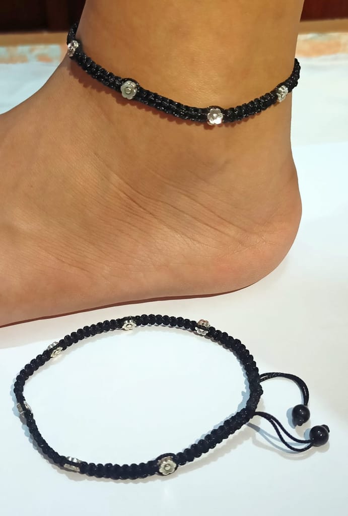 Handmade Adjustable Thread Anklet Pair (2 Pcs.)
