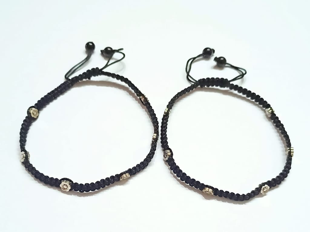 Handmade Adjustable Thread Anklet Pair (2 Pcs.)