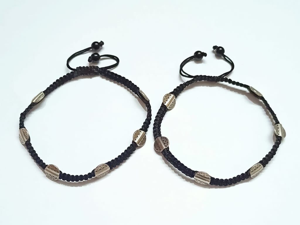 Adjustable Handmade Thread Charm Anklet Pair (2 Pcs.)