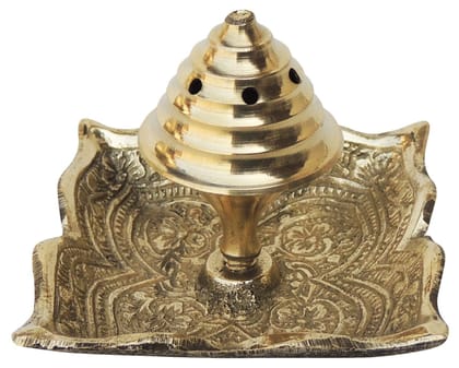Brass God Temple Agardan, Agarbatti Stand Plate Square - 2.3*2.3*1.7 inch (Z205 C)