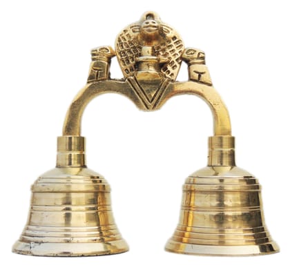 Brass Pooja 2 Combined Bell, Double Ganti - 5*2.1*4.5 inch (F679 B)