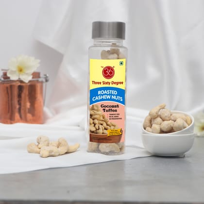 360 Degree Roasted Coconut Caramel Cashews Nuts Kaju, 200gms (2 x 100gms each)