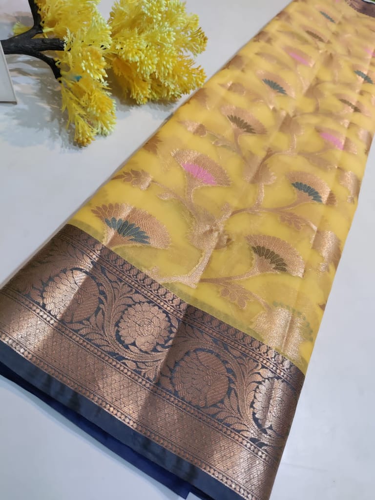 Lightweight Purple Beautifully Designed Organza Saree