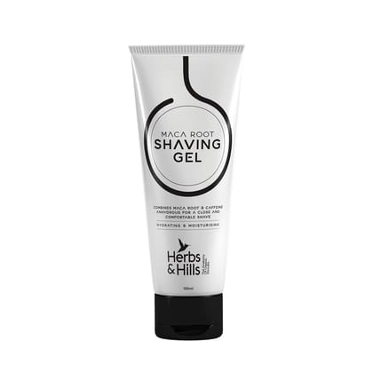 Herbs & Hills Shaving Gel for Mens - 100ml Combines MACA Root & Caffeine Anhydrous for a Close and Comfortable Shave, Protect Skin from Redness, Irritation & Razor Burn Better than Foam