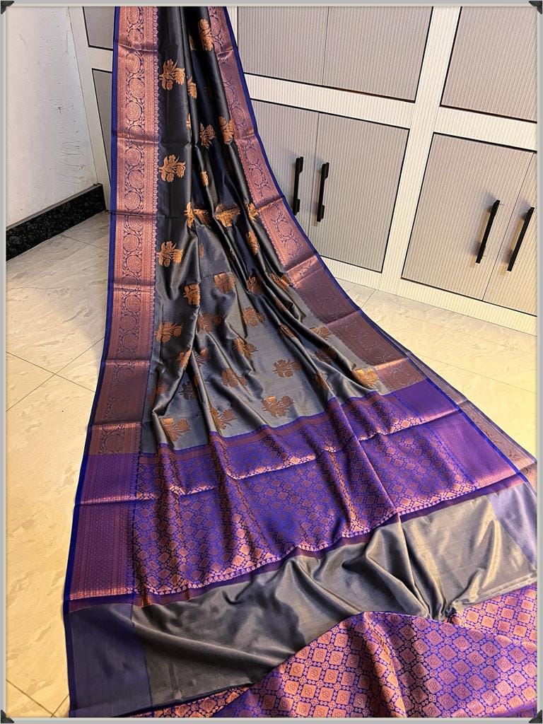 Banarasi Pure Katan Kadhi Butta Silk Multicolour Saree