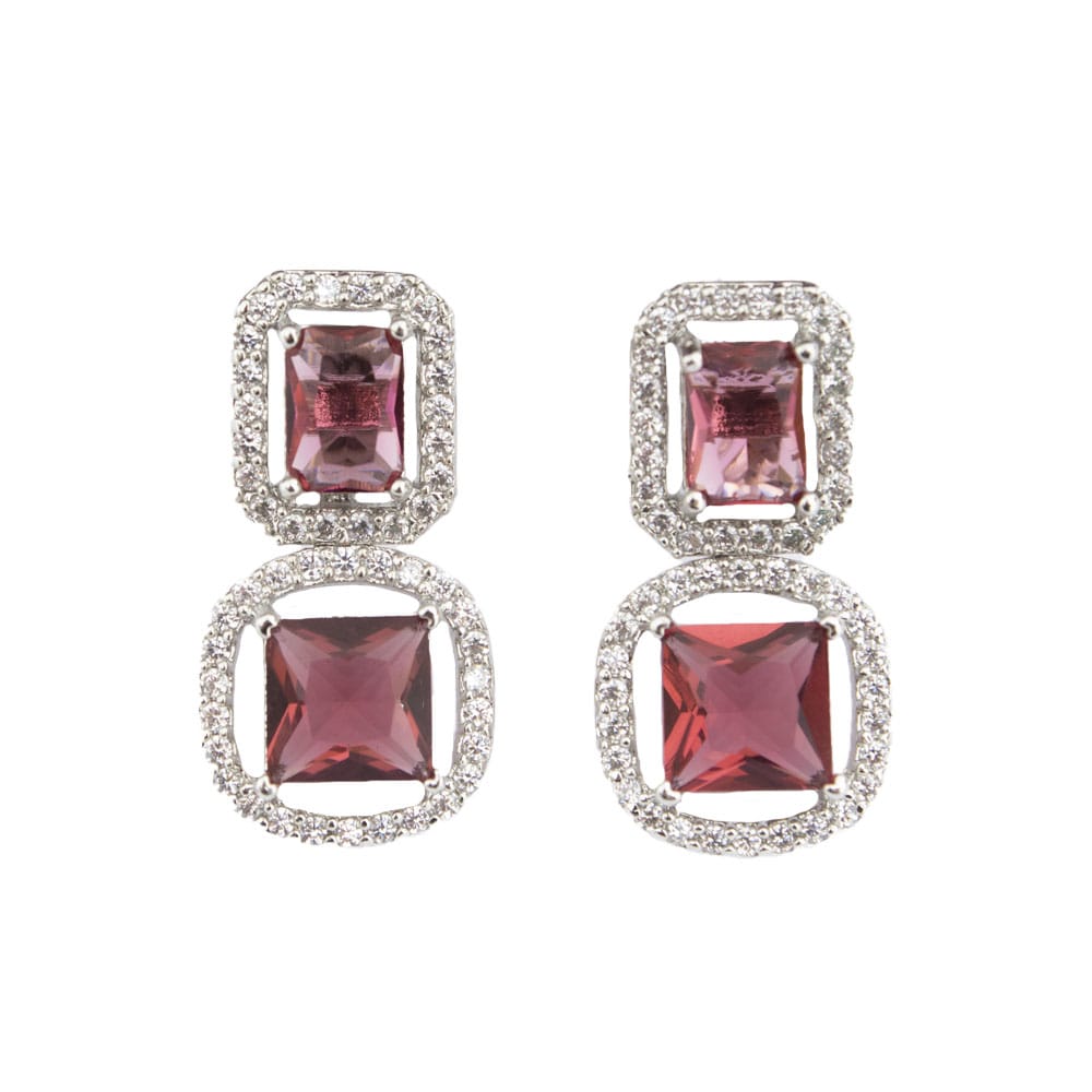 Zeello American Diamond Red Party Wear Earring For Girls & Women