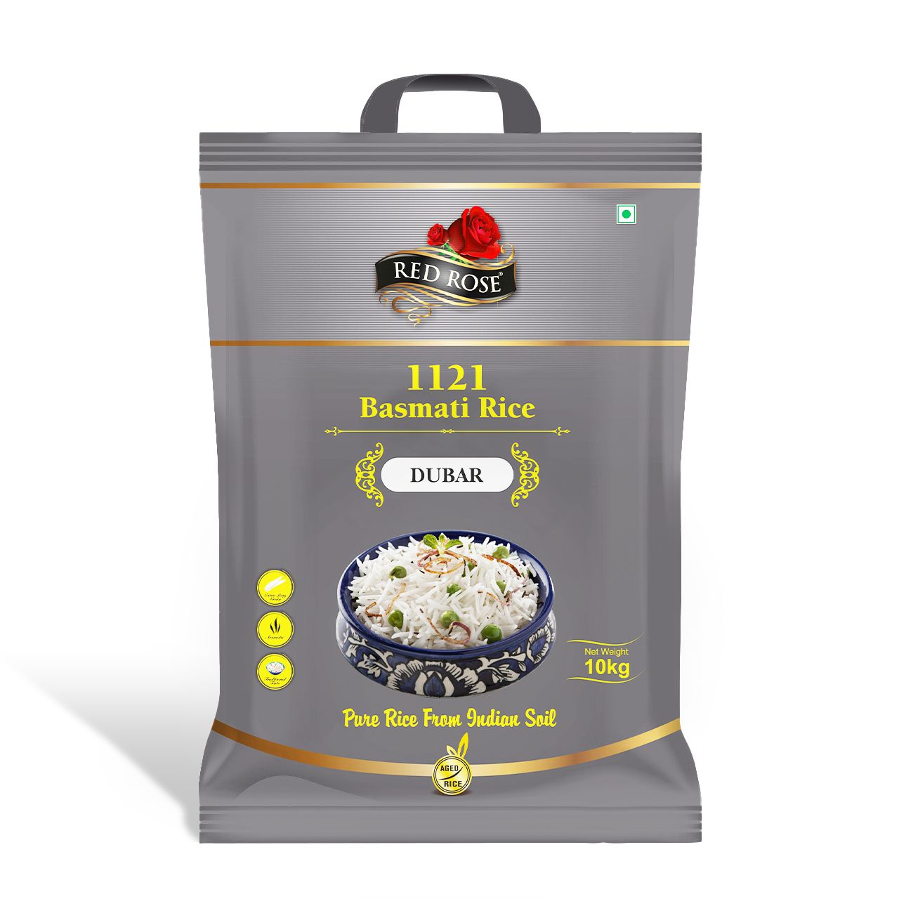 Red Rose Dubar Basmati Rice, Perfect for Everyday Use, Aromatic and Fluffy Grains, 10 KG