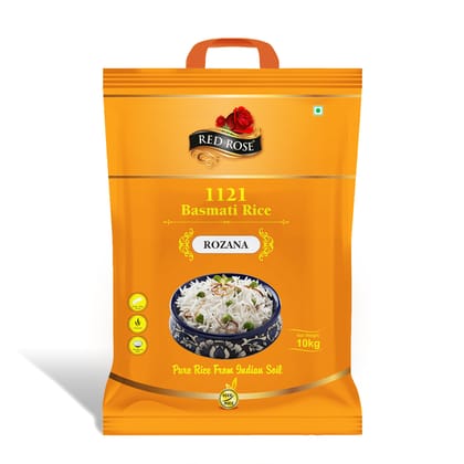 Red Rose Rozana Basmati Rice, Naturally Aged, Perfect for Everyday Use, 10 KG