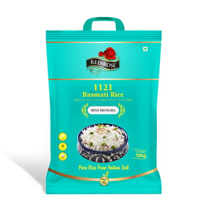 Red Rose Mini Mongra Basmati Rice, Naturally Aged, Perfect for Everyday Use, 10 KG
