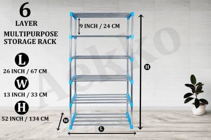 6 Layer Stainless Steel Multifunctional Multipurpose Use Metal Open Book Shelf  (Finish Color - Blue, DIY(Do-It-Yourself))
