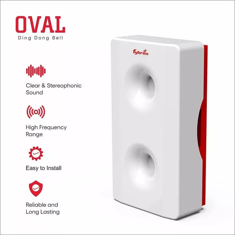 Fybros Bella Red & White Ding Dong Door Bell with Stereophonic Digital Sound, 9005
