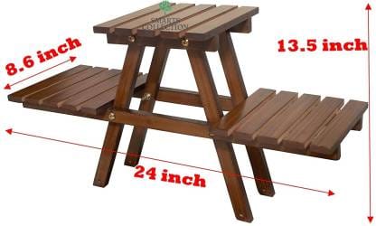 Smarts collection Wooden Plant Stand for Balcony Living Room Indoor Outdoor Plant Stand Foldable Display Rack Storage Rack for Patio Garden Yard (3 Tier, Brown) Solid Wood Side Table  (Finish Color - brown, Pre-assembled)