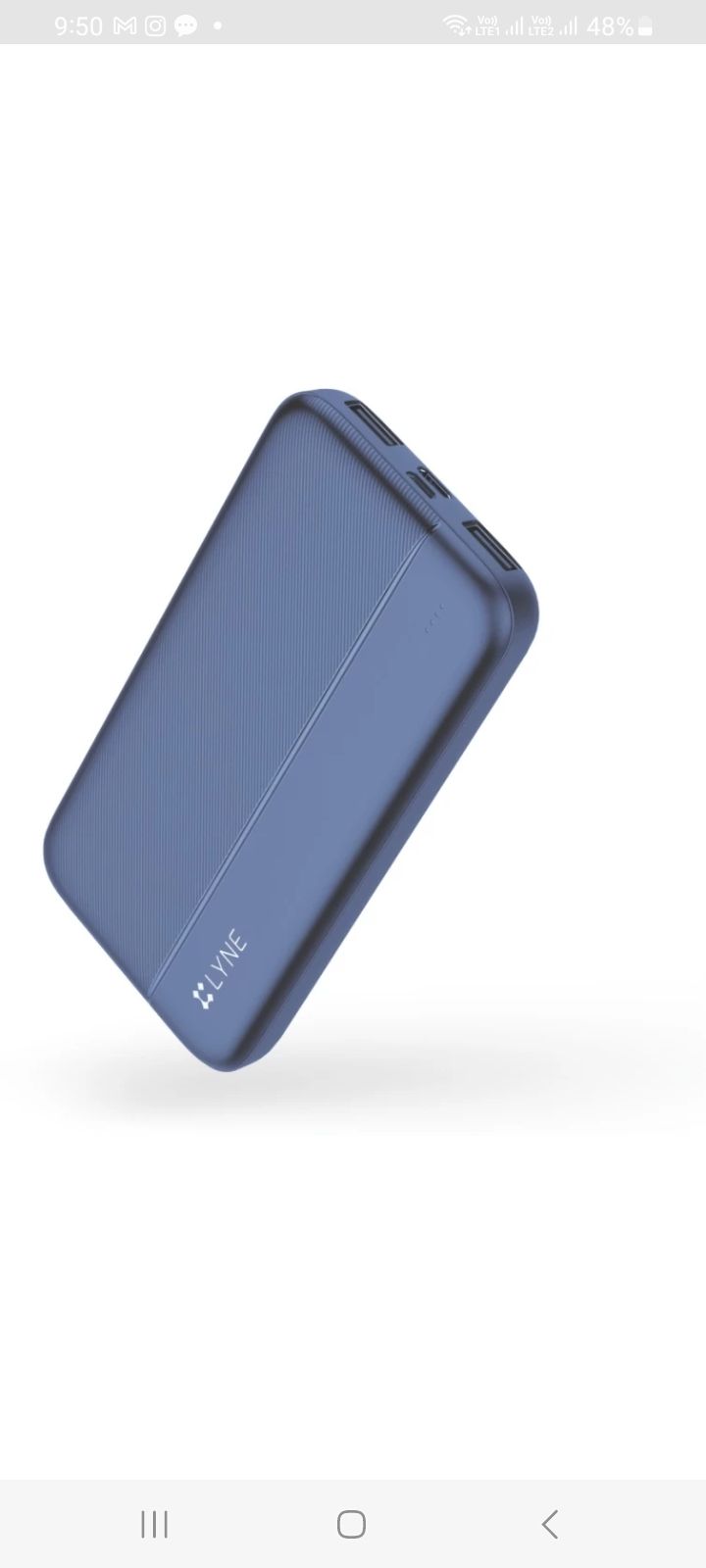 LYNE 10000mAh Battery Capacity 22.5W output 46Hrs of extra backup