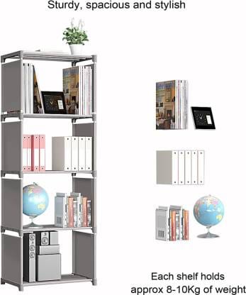 5 Layer Simple Bookshelf/Multipurpose Rack/Children Bookcases/File Rack for Office/Storage Organizer/Cabinet Shelves for Bedroom Office Living Room Metal Open Book Shelf  (Finish Color - Grey, DIY(Do-It-Yourself))