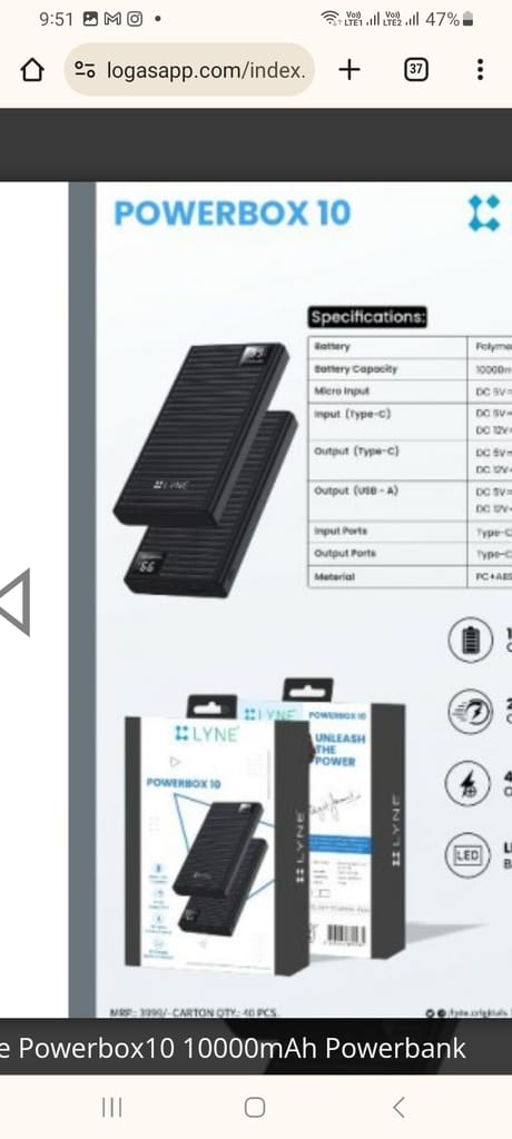 Lapcare Powerbox10 10000mAh Powerbank