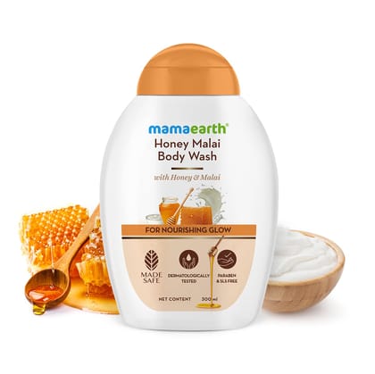 Mamaearth Honey Malai Body Wash with Honey & Malai for Nourishing Glow - 300 ml