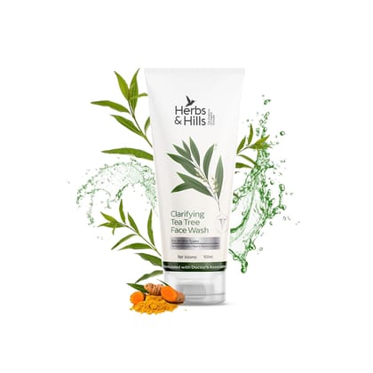 Herbs & Hills Clarifying Tea Tree Face Wash -100ml, Anti Acne, Help to Clear Excess Oil, Remove Impurities and Prevent Pimples, Relieving Skin Irritation