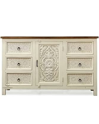 Wooden Hand Carved Wooden Sideboard Cabinet
