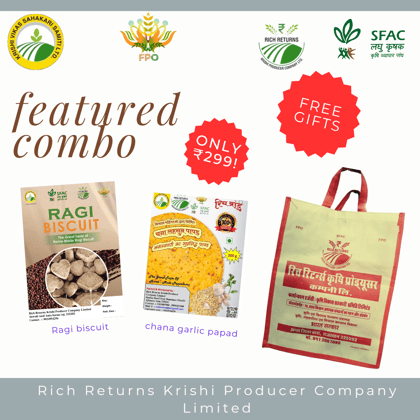 Combo pack with free gift_ chana garlic papad / ragi biscuit/