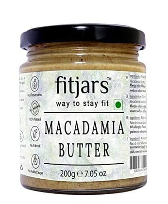 FitjarsAll Natural Keto Macadamia Butter 200 G Nut Butters ,Vegan Butters Bread Spread