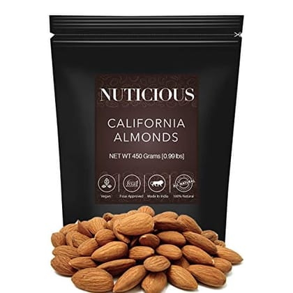 Nuticious California Gourmet Food Whole Almonds / Premium Almonds / Badam - 450 G