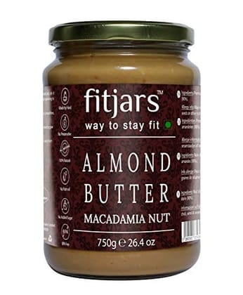 FITJARS Stone Ground Keto Vegan Almond(Badam)& Macadamia Nut Butter(Badam|Macadamia Nuts) , 750 g