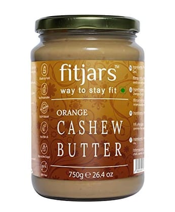 FITJARS Stone Ground Keto Vegan Orange Cashew(Kaju) Butter(Orange Zest |Cashews) , 750 g