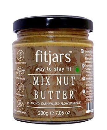 FITJARS Mix Nut Butter (Almonds | Cashews | Sunflower Seeds), Stone ground ,Nut butters -200 gm