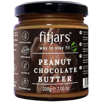 FITJARS Peanut Butter with Chocolate(Cocoa Powder)-400 G (200 ge X Pack of 2). Crunchy Butter,Nut butter ,Bread Spread )