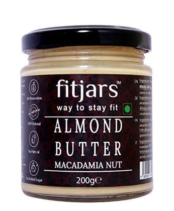 FITJARS All Natural Almond & Macadamia Nut Butter 200 GM (Vegan butters ,Nut butters ,Breadspread )