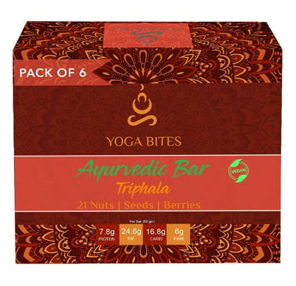 YOGABITES- Ayurveda Bars /Protein Bar /Energy Bar - 21 Nuts , Seeds , Berries with Triphala-60 ge (Pack of 6)�
