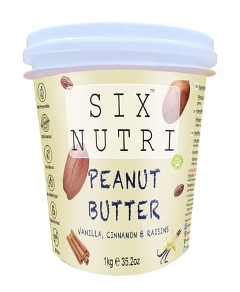 FITJARS SIXNUTRI High Protein Peanut Butter with Vanilla Cinnamon Raisins-1kGE (All Natural Stone Ground Keto Diet Vegan)