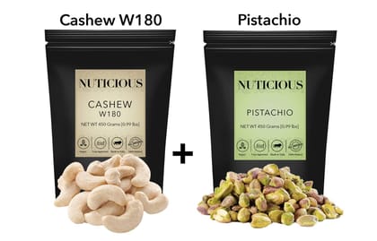 NUTICIOUS � Jumbo Cashews(Kaju) , Jumbo Pistachio(Pista) 450 gm X 2..�
