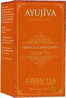 AYUJIVA Green Tea with Orange Mandarin (Weight Management)-20 Tea Bags (Each 40G)