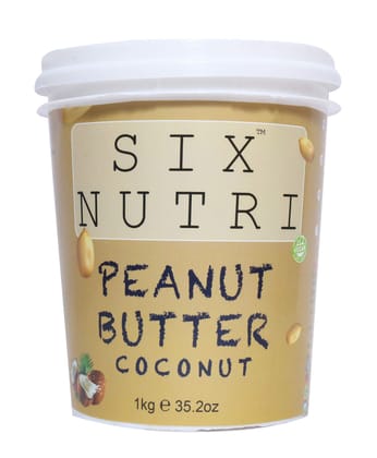 SIXNUTRI All Natural Stone Ground Keto Vegan Diet Peanut Butter with Coconut Flakes-1KG