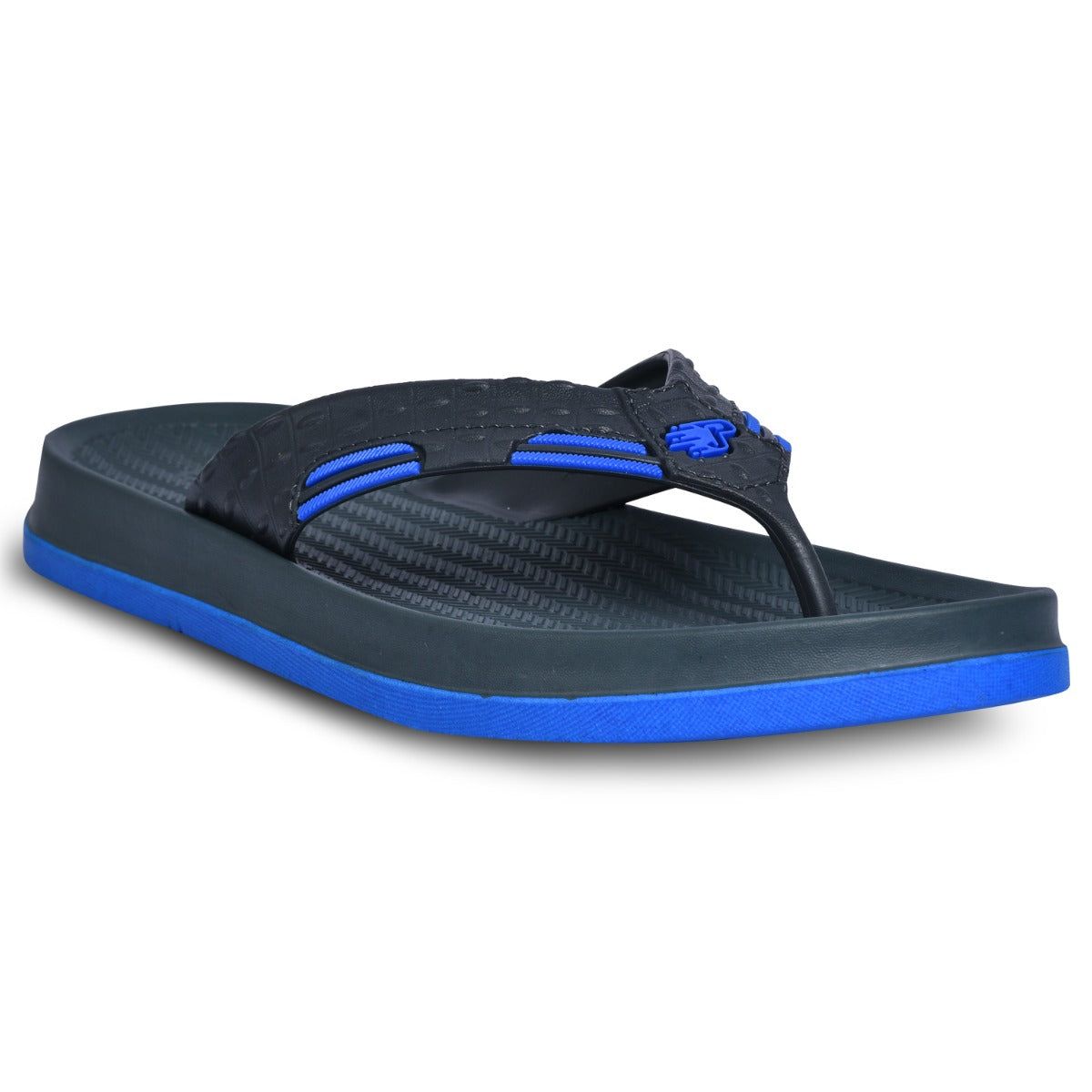 Paragon Dark Grey & Royal Blue Lightweight Casual Flip Flops for Men