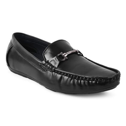 Paragon Black Formal Slip-On Loafers for Men with Metal Accents