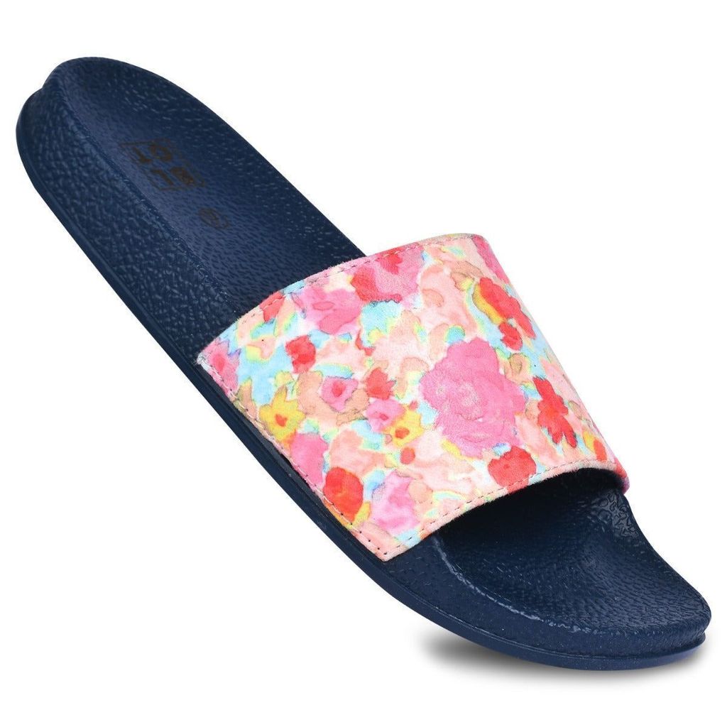 Paragon Cushion Comfort Pink Floral Slides for Women