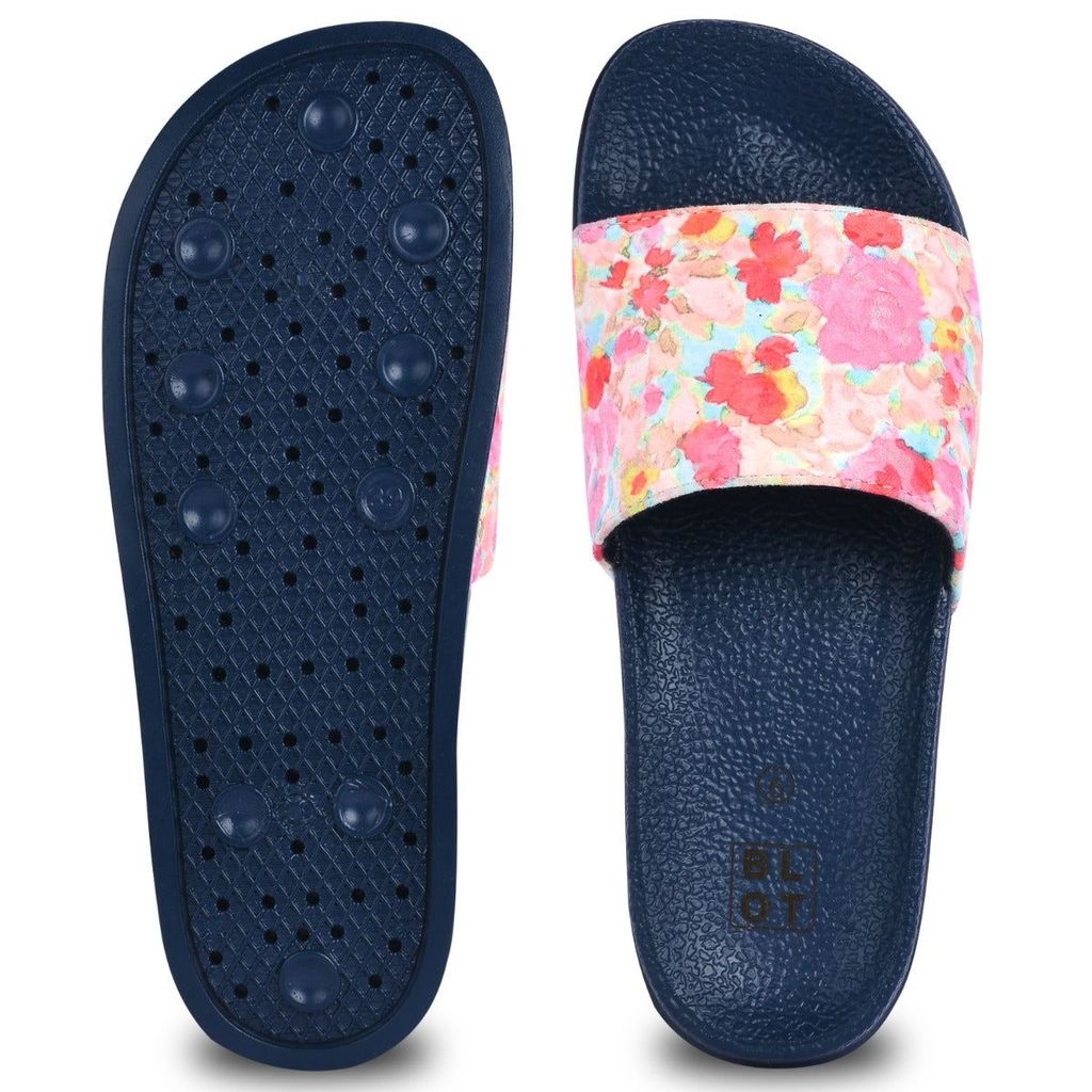 Paragon Cushion Comfort Pink Floral Slides for Women